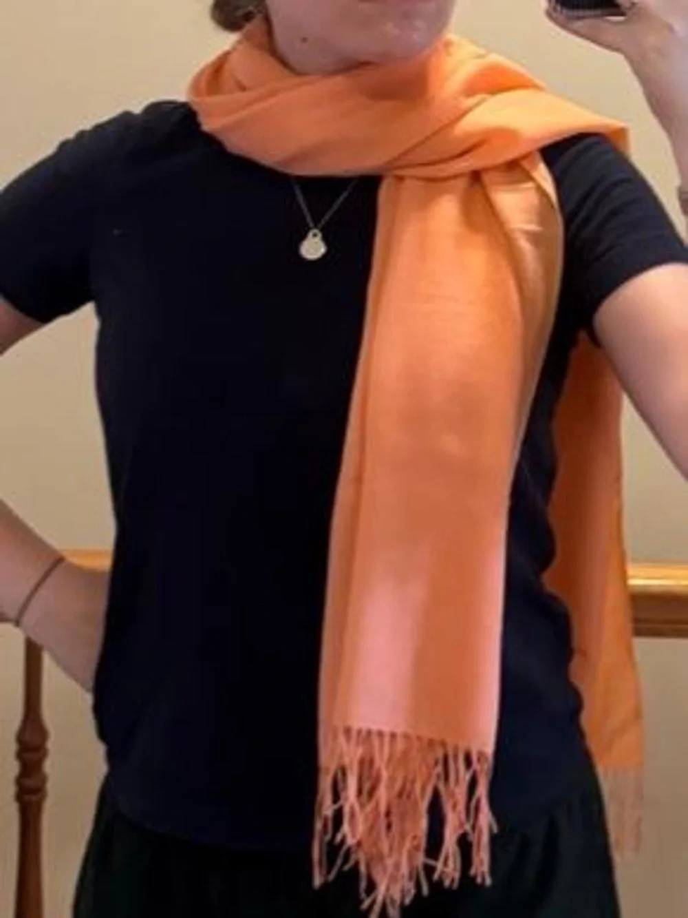 light orange genuine pashmina 100% cashmere scarf